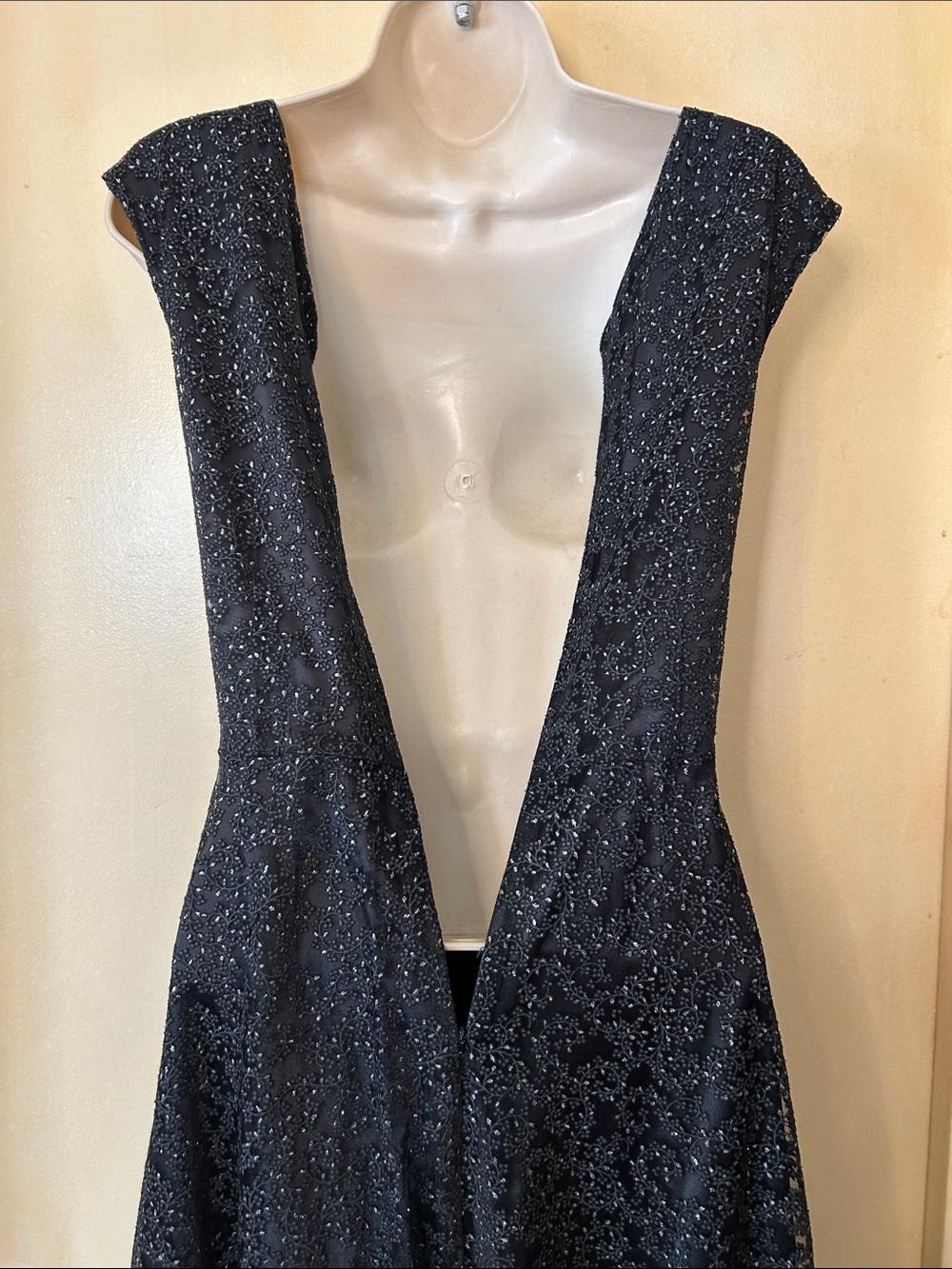 Tahari ASL Black Sparkle Lace Midi Dress size 6 - Picture 9 of 12